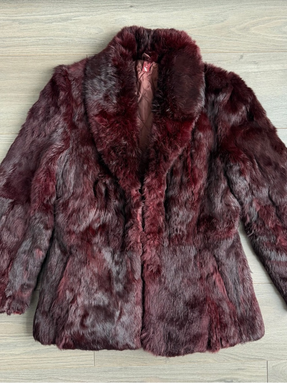 Real fur burgendy jacket- Vintage